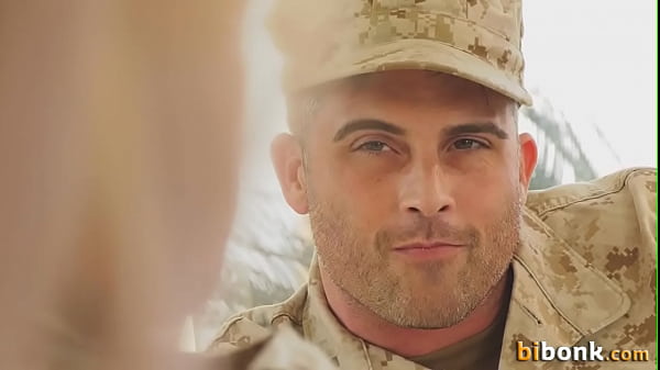 Military stud touches himself in MMF trio