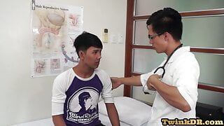 Asian twink asshole examined by doctor at doctor office