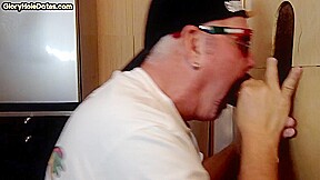 Gloryhole gay enjoys sucking hard cock b4 anal fucking