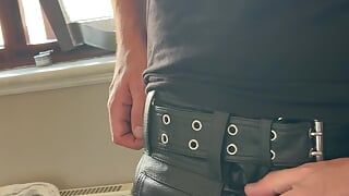 Leather Daddy Stroking And Pissing